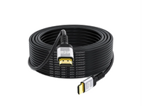 Uneekor 30ft 4K HDMI Cable, coiled with gold plated and silver HDMI connectors on a white background