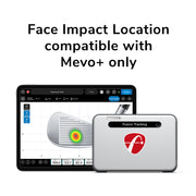 Fusion Tracking device with screen displaying software interface on a FlightScope Face Impact Location