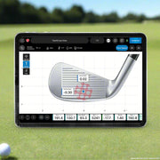 Golf club on a digital display with a golf course background from the FlightScope Face Impact Location