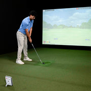 Playing virtual golf in a simulator with the Mevo Gen2 Launch Monitor