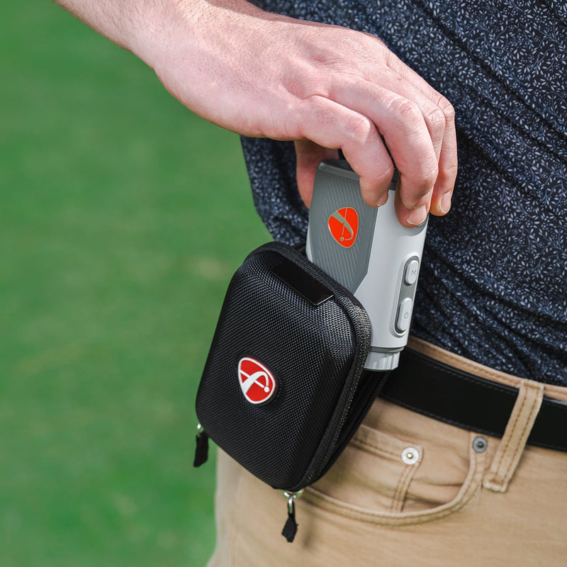Person holding a FlightScope i4 Rangefinder