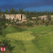 E6 CONNECT - Home golf course with green fairway, trees, and cliffs under a blue sky.