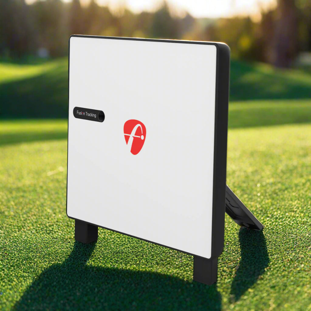 White electronic device with a red logo on a white background