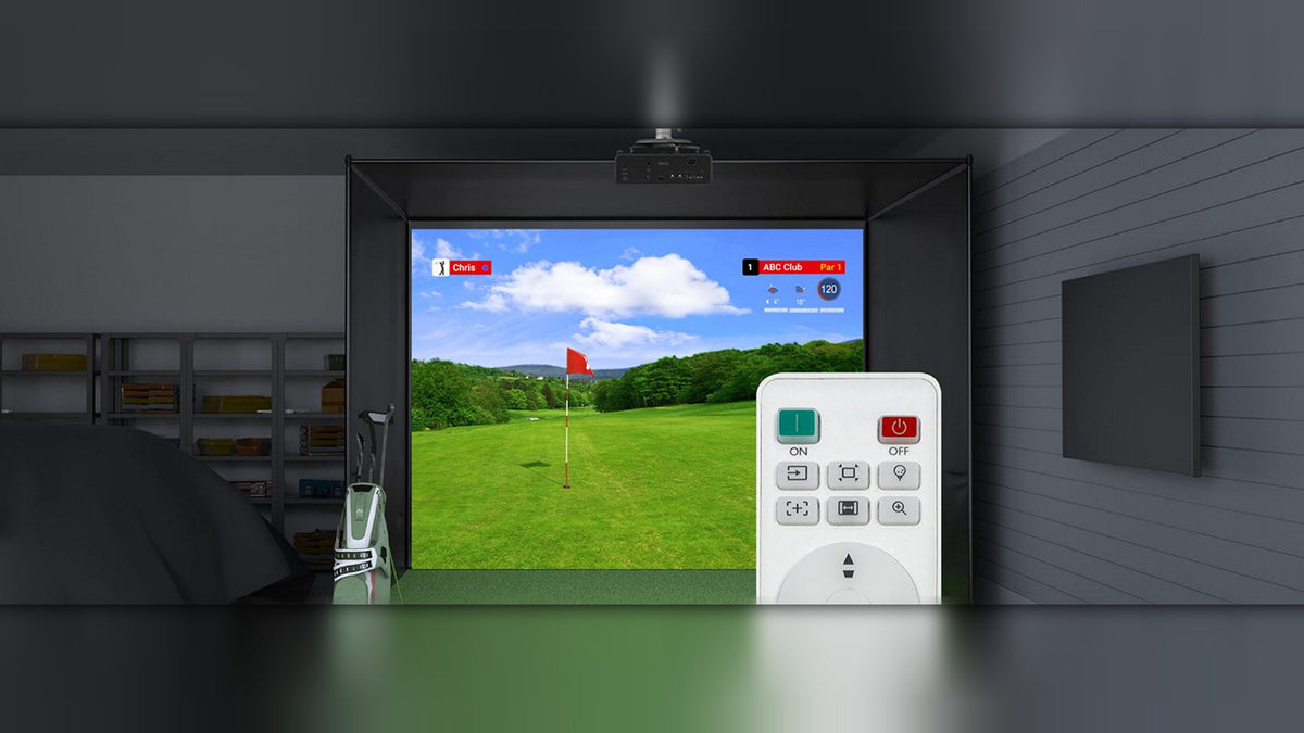 BenQ AH700ST full screen projection in a golf simulator room