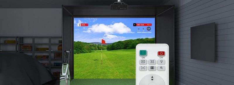 BenQ AH700ST full screen projection in a golf simulator room